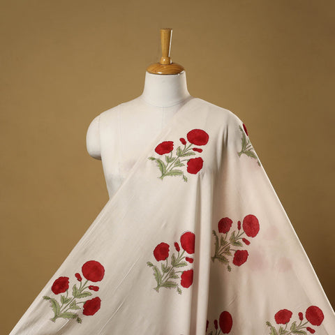 Mughal butta hand cotton sanganeri fabric 11 - handcrafted