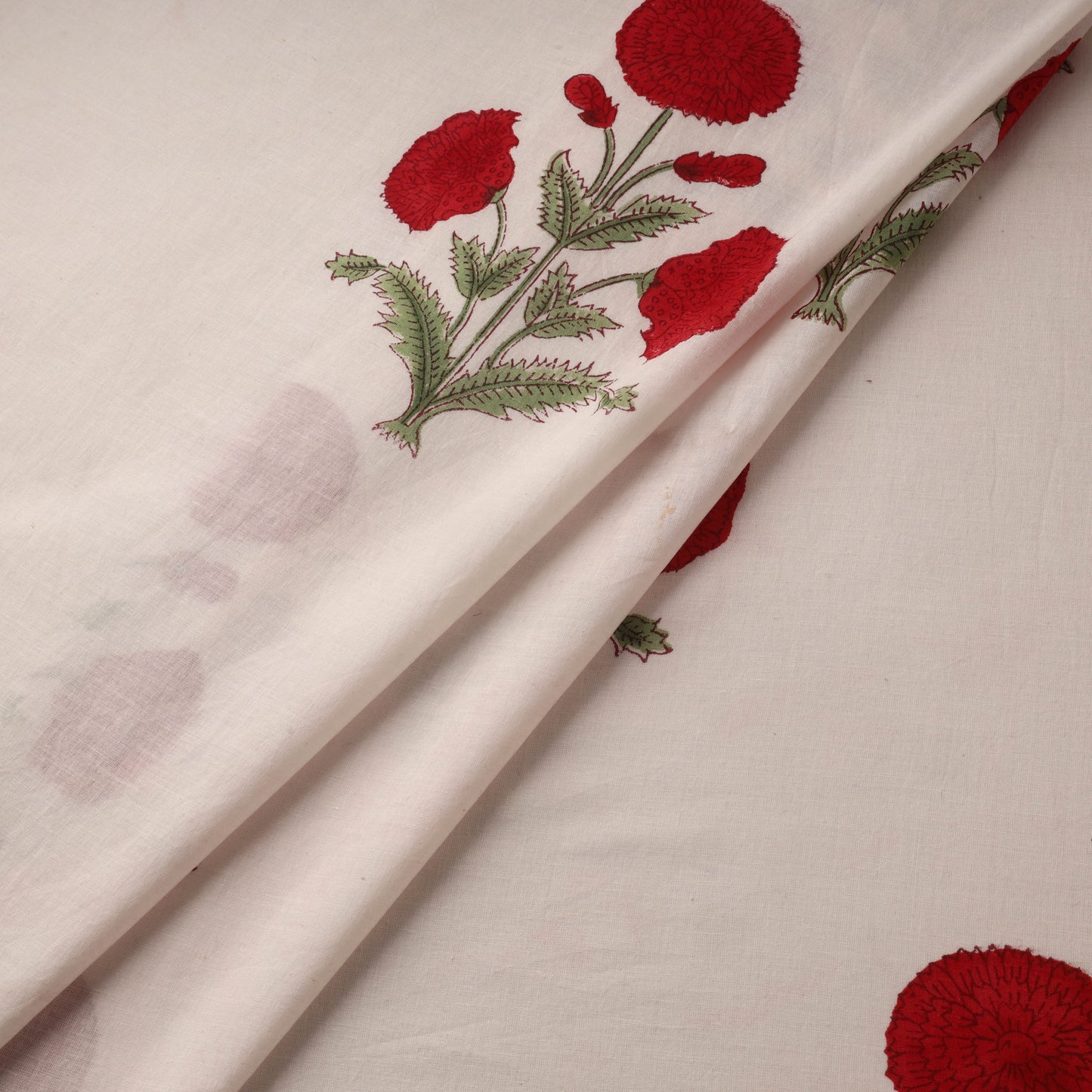 Mughal butta hand cotton sanganeri fabric 11 - handcrafted