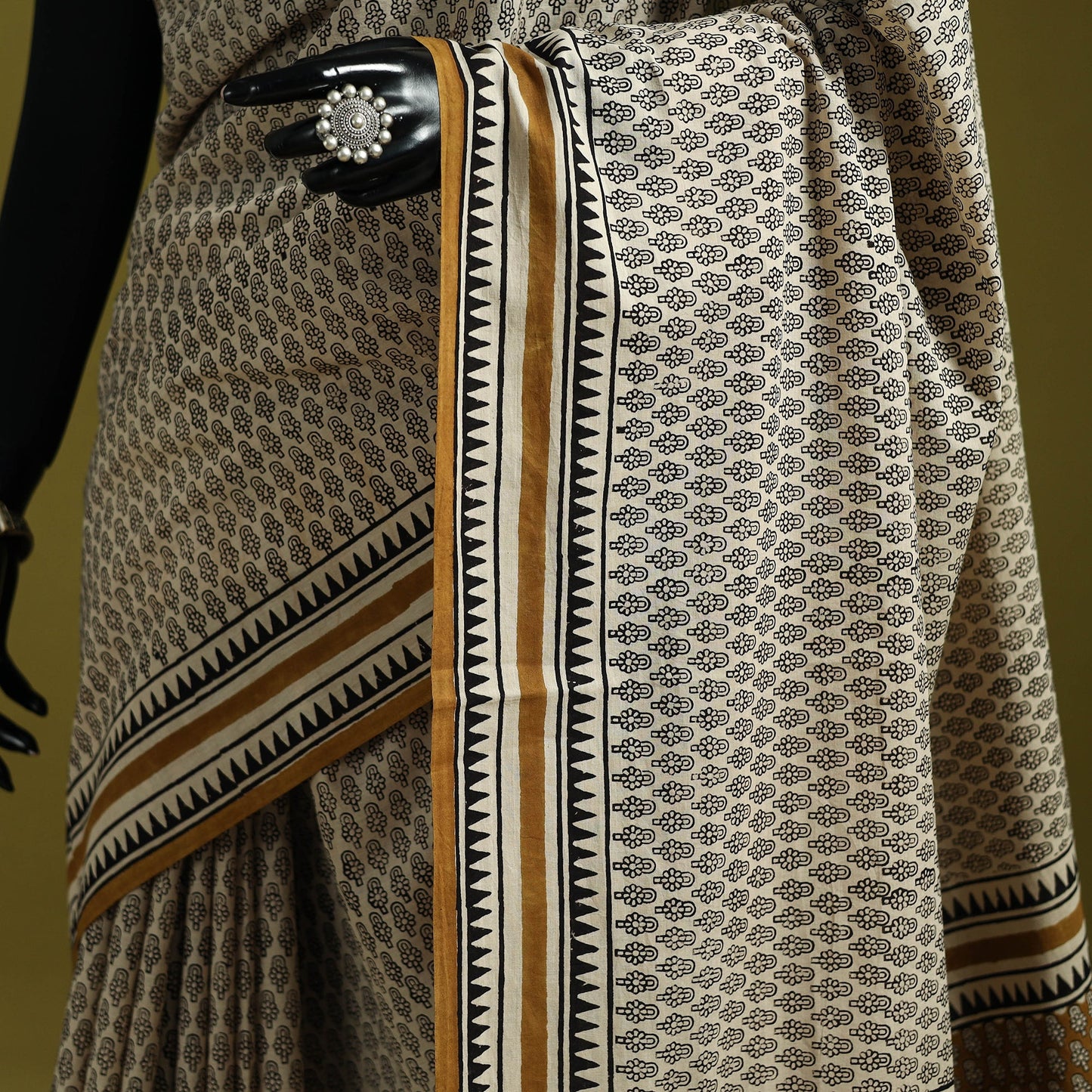 Mul cotton hand bagru saree 05 - handcrafted