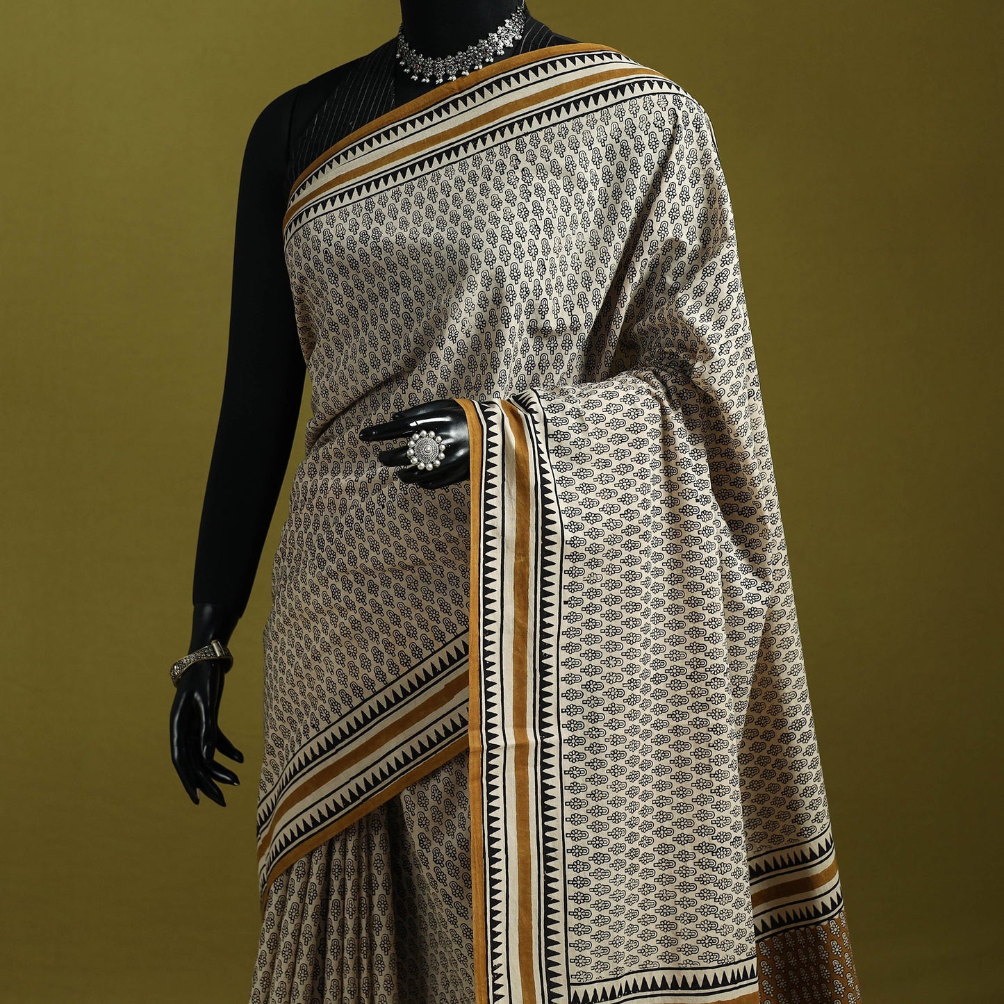 Mul cotton hand bagru saree 05 - handcrafted