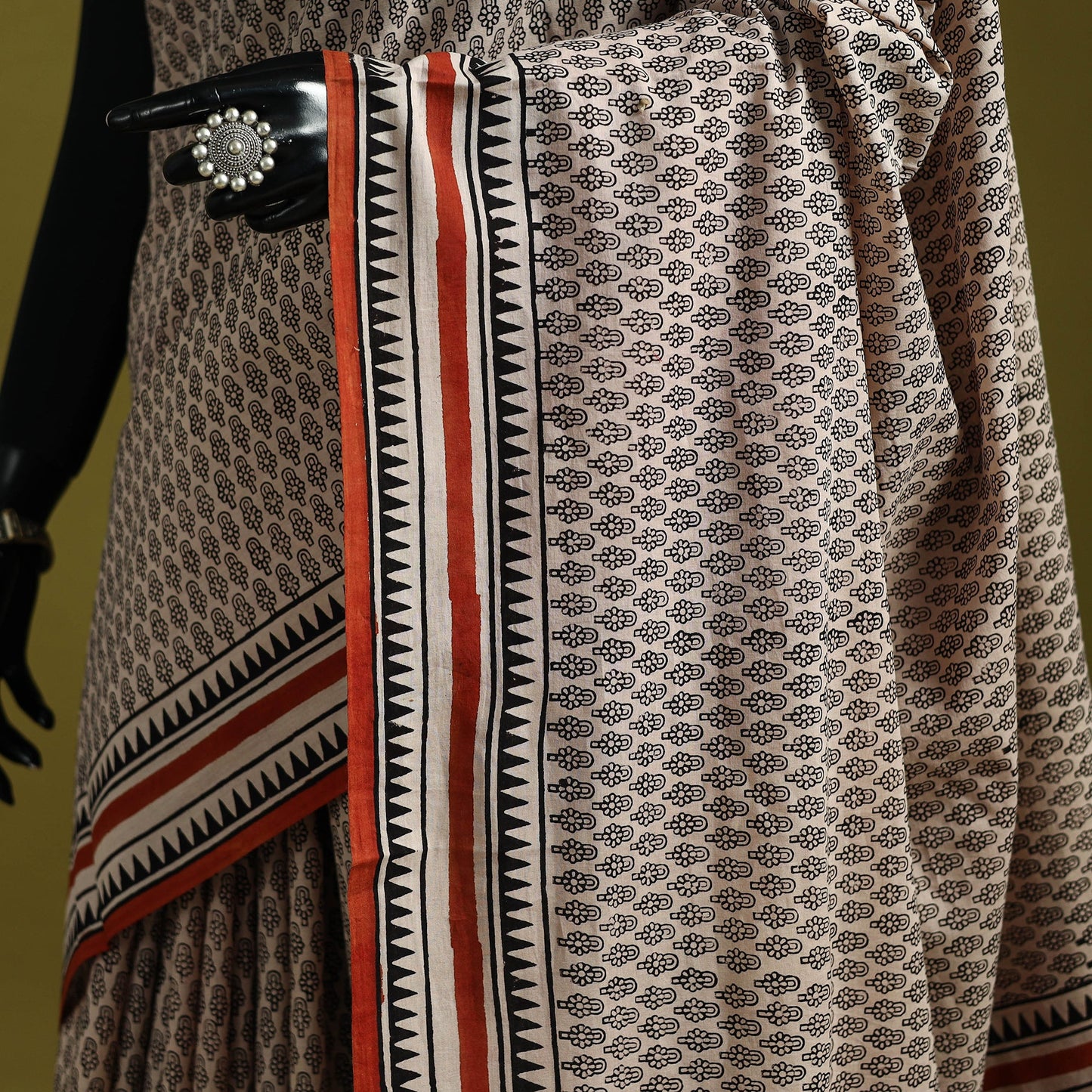 Mul cotton hand bagru saree 06 - handcrafted