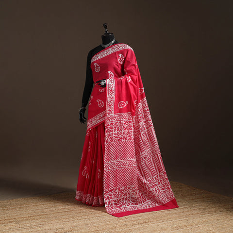 Mul cotton hand batik saree 04 - handcrafted