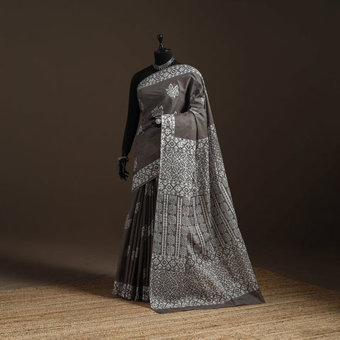 Mul cotton hand batik saree 07 - handcrafted