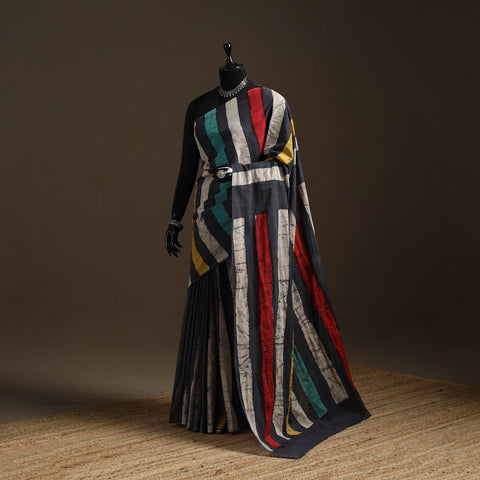 Mul cotton hand batik saree 25 - handcrafted