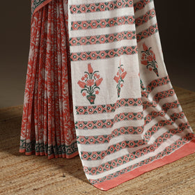 Mul cotton hand sanganeri saree 01 - handcrafted