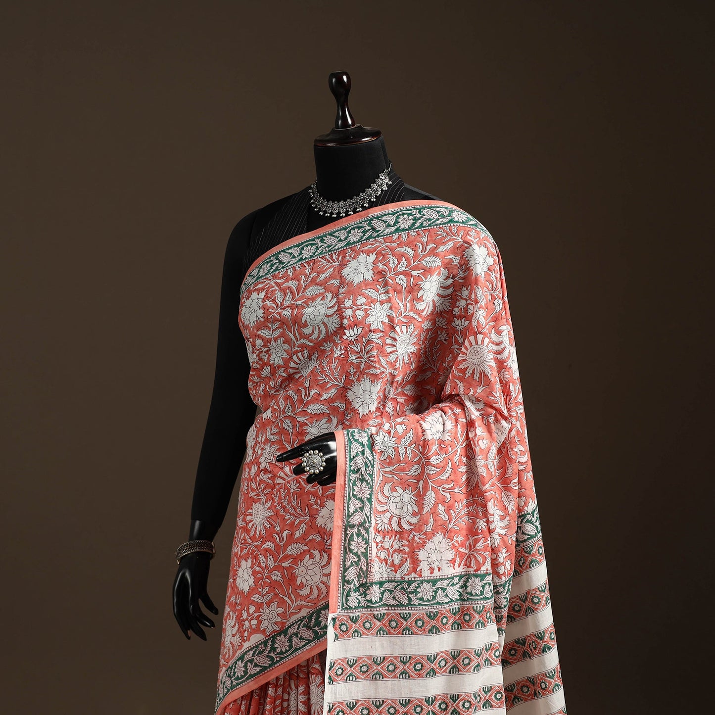 Mul cotton hand sanganeri saree 01 - handcrafted