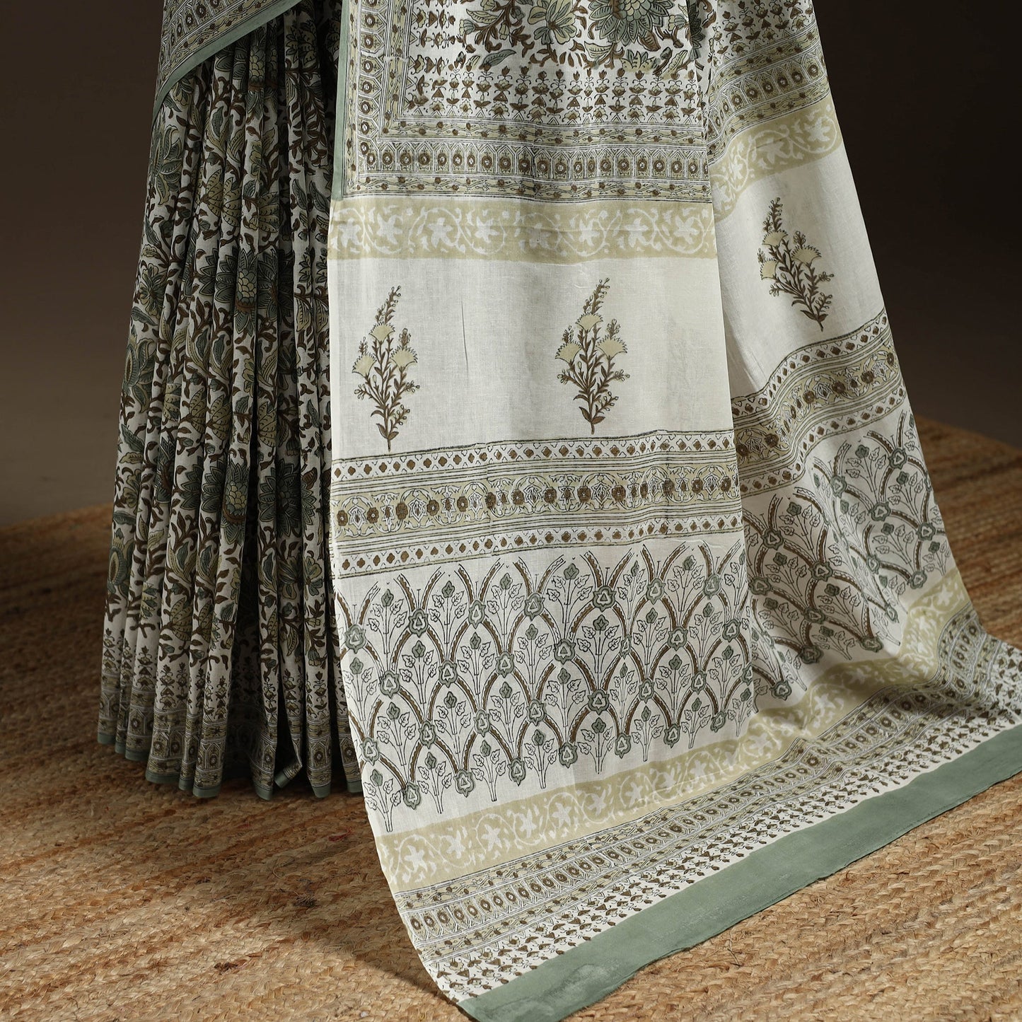 Mul cotton hand sanganeri saree 02 - handcrafted