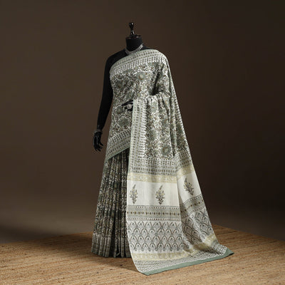 Mul cotton hand sanganeri saree 02 - handcrafted