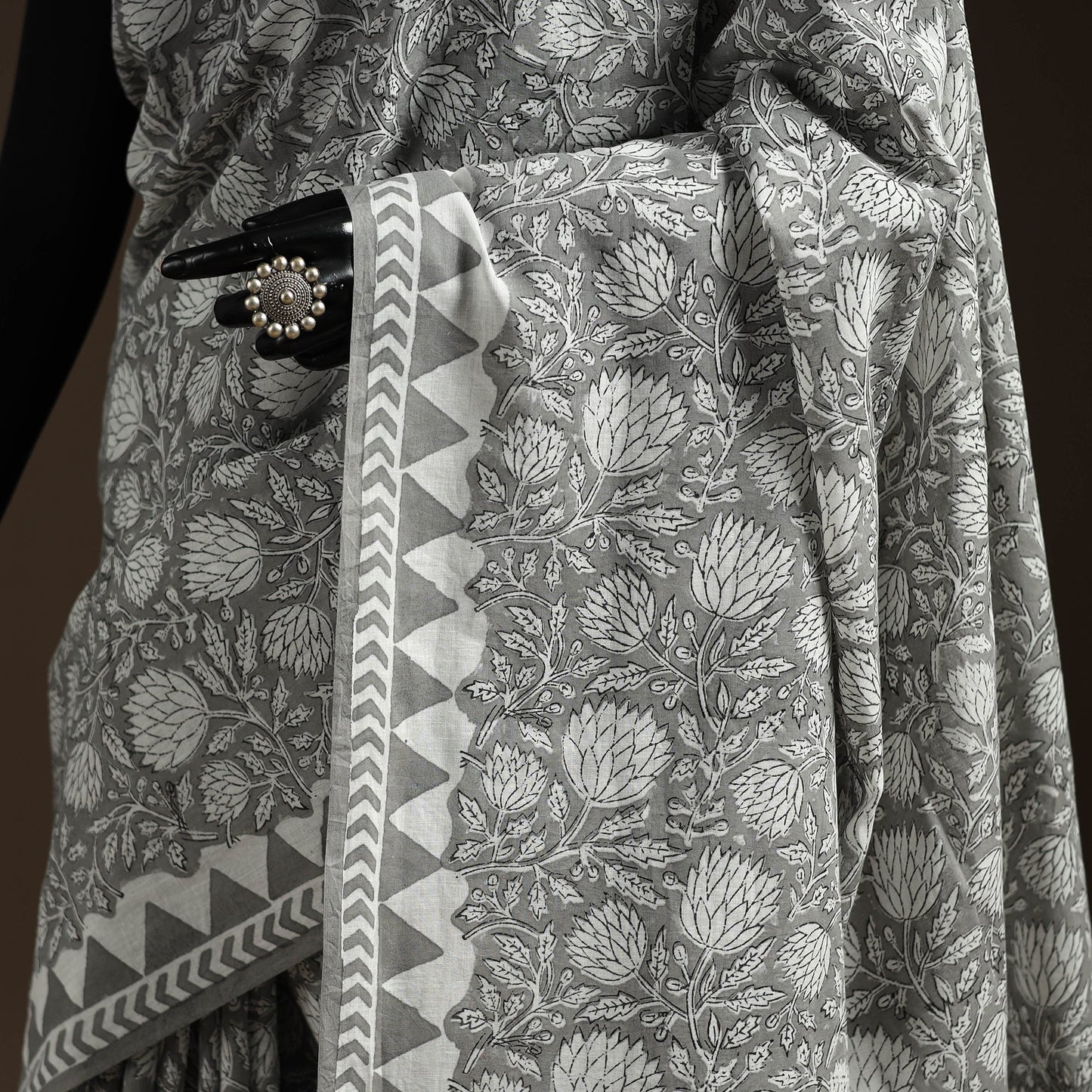 Mul cotton hand sanganeri saree 06 - handcrafted