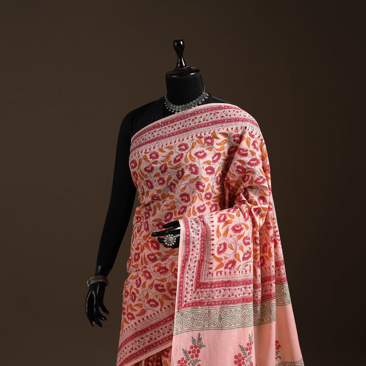 Mul cotton hand sanganeri saree 07 - handcrafted