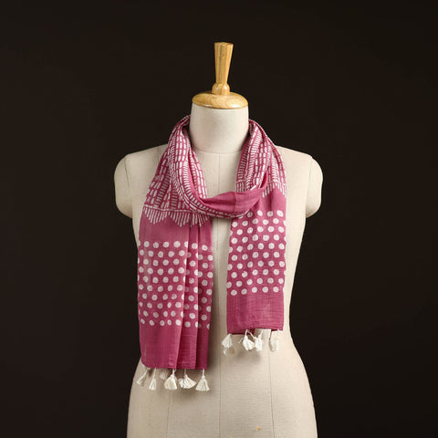 Mul cotton kutch hand batik stole with tassels 37