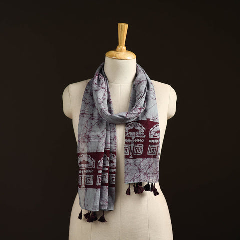 Mul cotton kutch hand batik stole with tassels 40