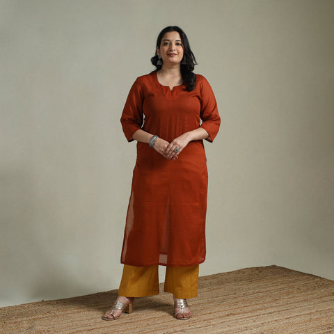 Mulmalai cotton plain dyed straight kurta 01 - handcrafted