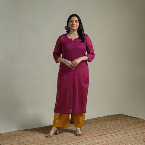 Mulmalai cotton plain dyed straight kurta 02 - handcrafted