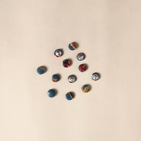  Multicolor White Handmade Fabric Button Small at iTokri