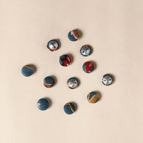  Multicolor White Handmade Fabric Button Small at iTokri