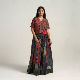Multicolor - 24 kali patchwork cotton skirt 01 - handcrafted