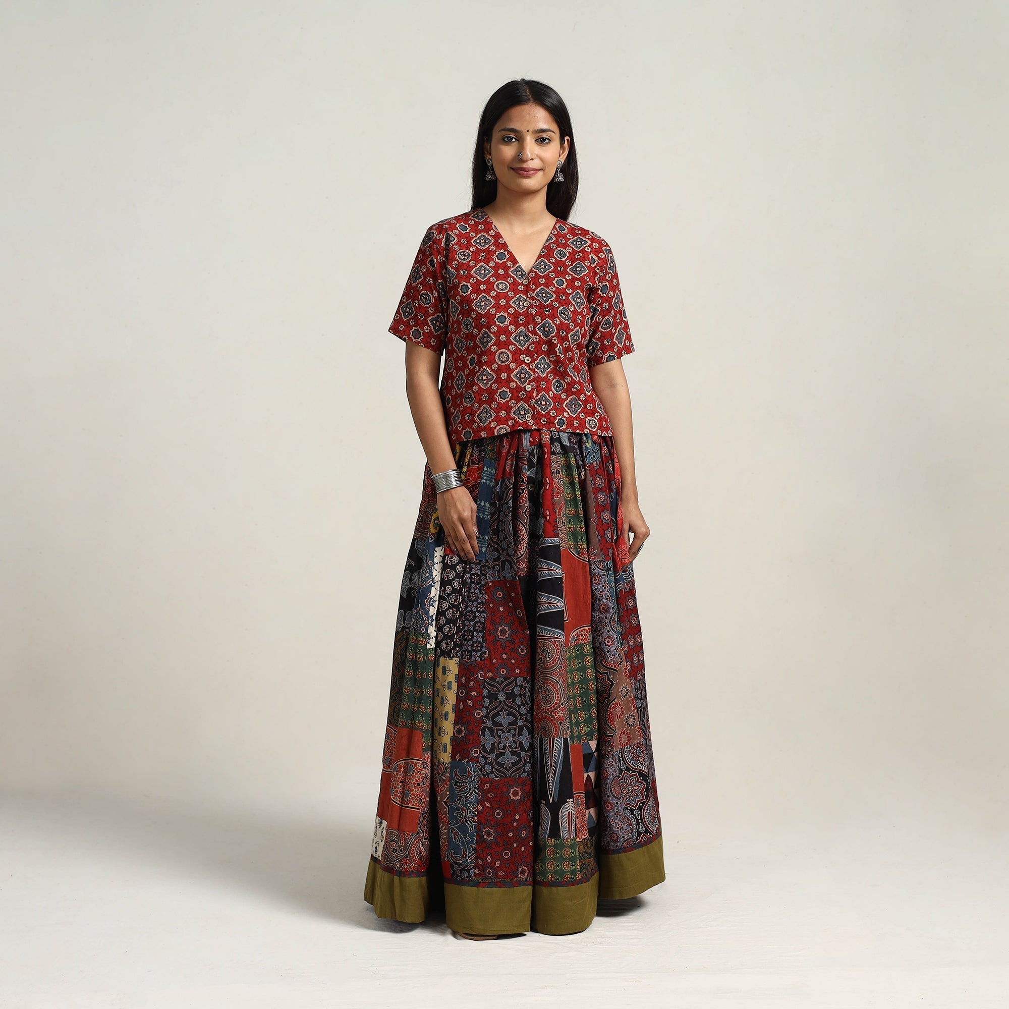 Multicolor - 24 kali patchwork cotton skirt 07 - handcrafted