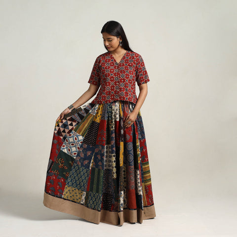 Multicolor - 24 kali patchwork cotton skirt 14 - handcrafted