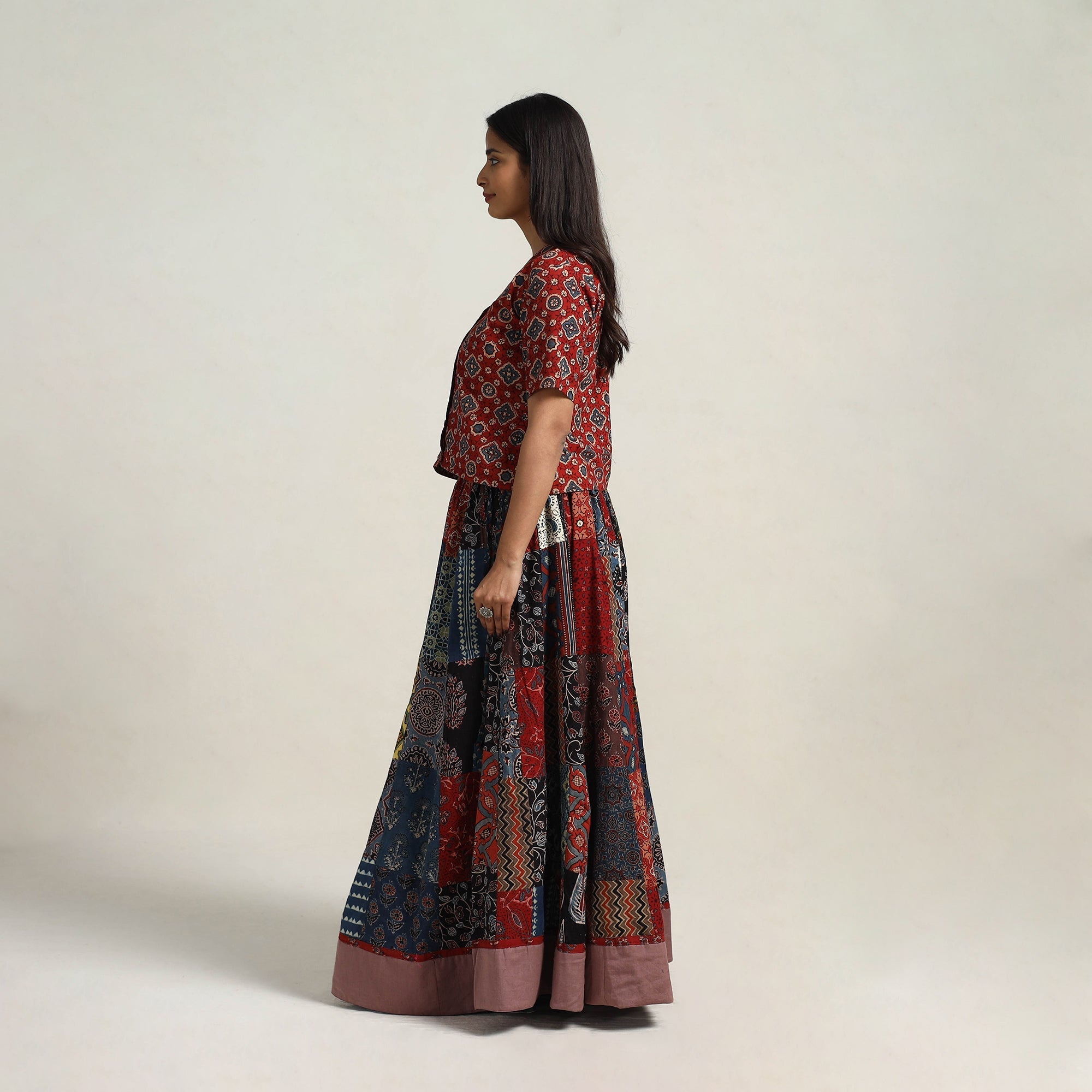 Multicolor - 24 kali patchwork cotton skirt 18 - handcrafted