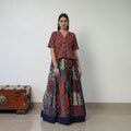 Multicolor - 24 Kali Patchwork Block Printed Cotton Ajrakh Skirt 47