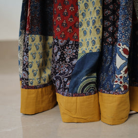  24 Kali Patchwork Block Printed Cotton Ajrakh Skirt