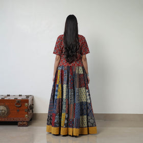  24 Kali Patchwork Block Printed Cotton Ajrakh Skirt