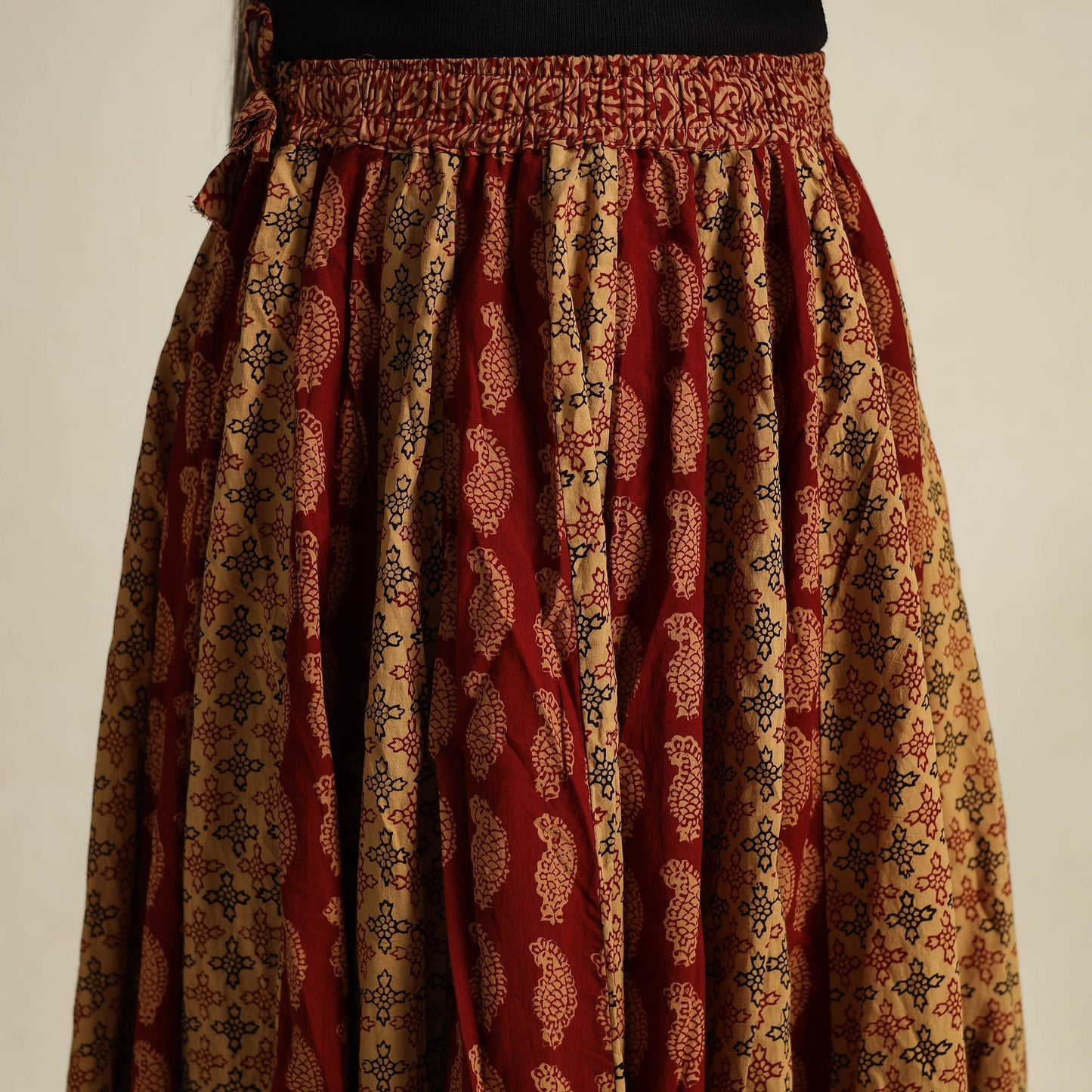  Multicolor 24 Kali Patchwork Cotton Bagh Print Skirt