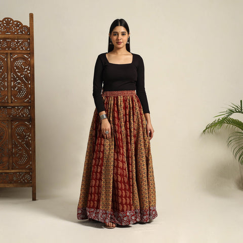  Multicolor 24 Kali Patchwork Cotton Bagh Print Skirt