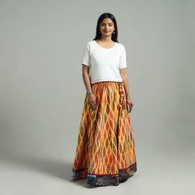 Multicolor - 24 Kali Patchwork Cotton Pochampally Ikat Skirt 40