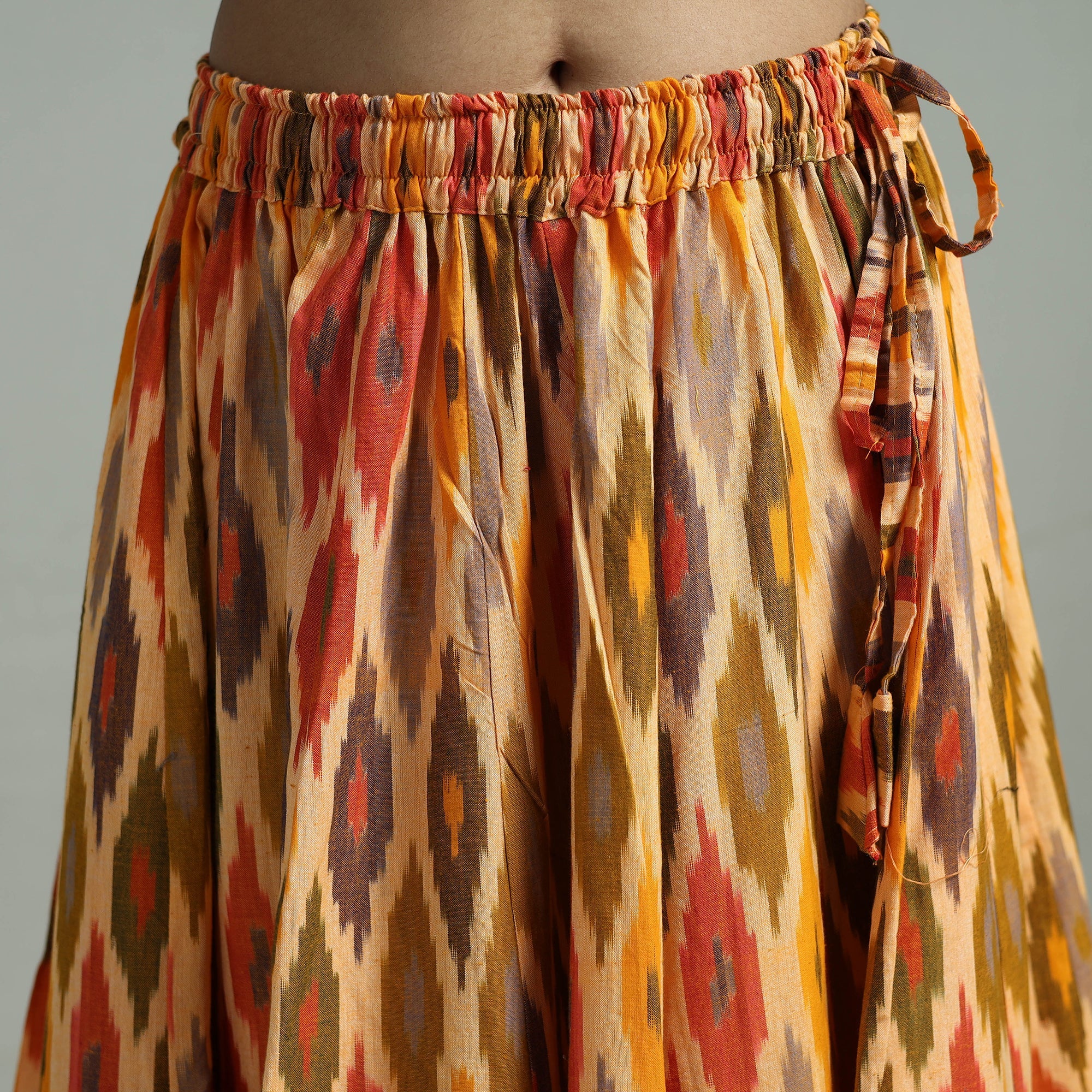 Multicolor - 24 Kali Patchwork Cotton Pochampally Ikat Skirt 40