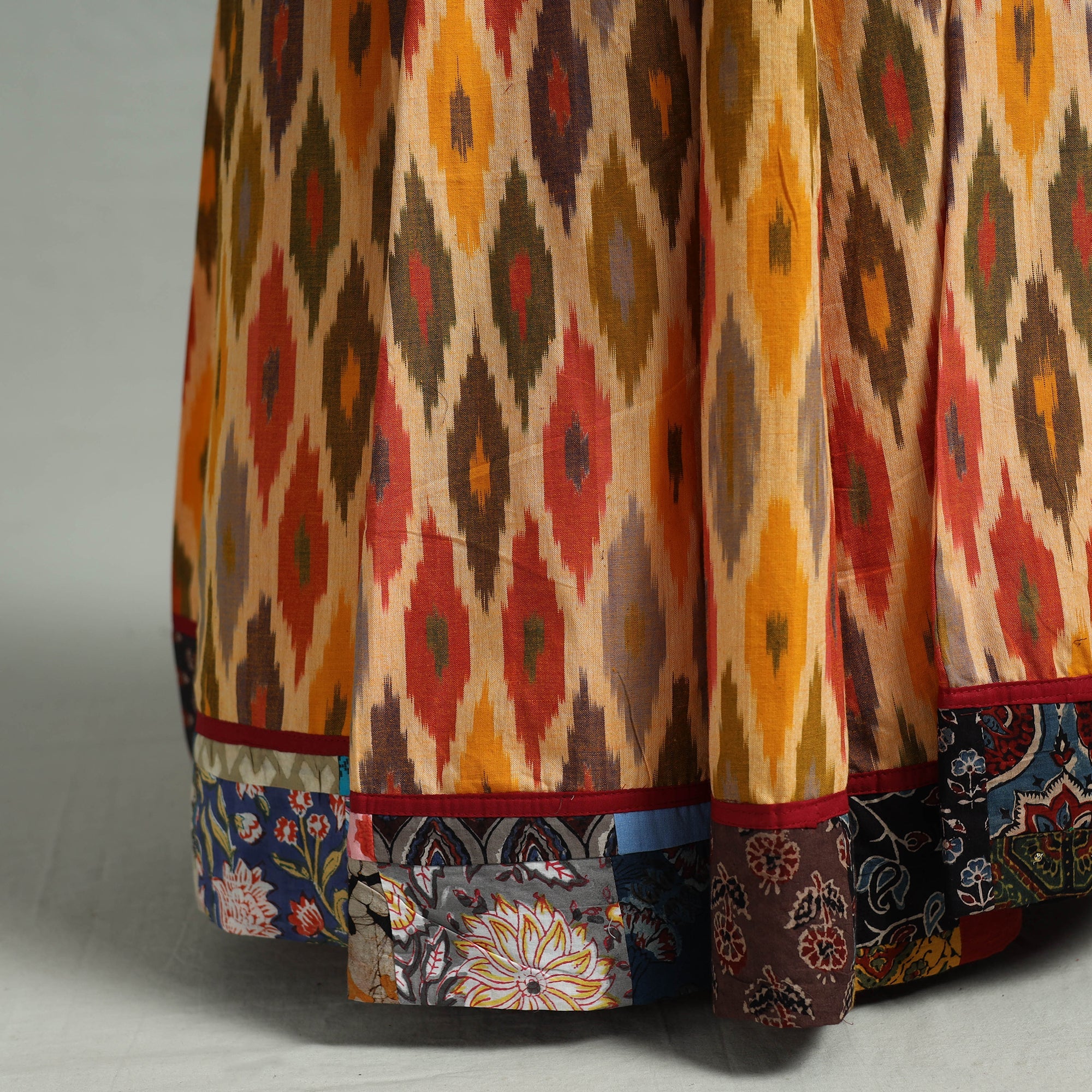 Multicolor - 24 Kali Patchwork Cotton Pochampally Ikat Skirt 40