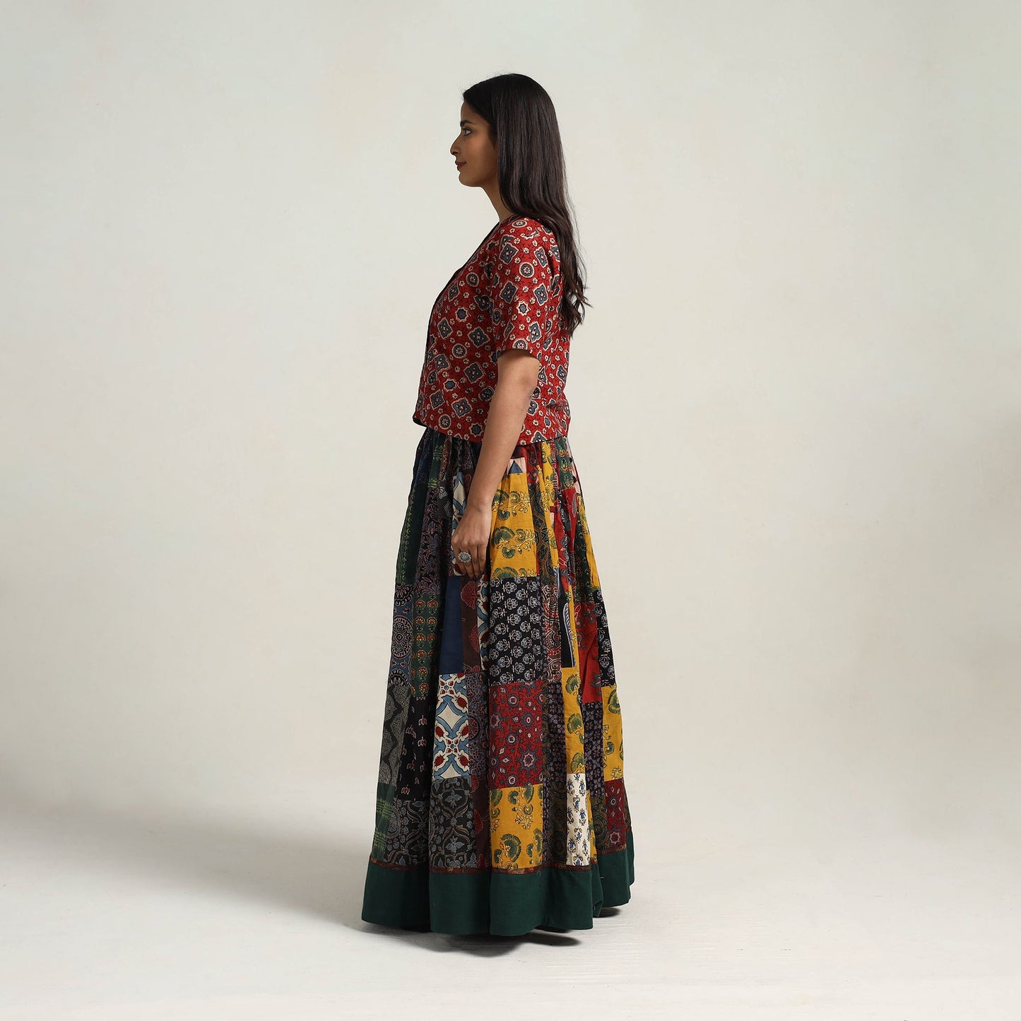 Multicolor - 24 kali patchwork cotton skirt 03 - handcrafted