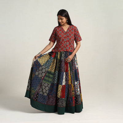 Multicolor - 24 kali patchwork cotton skirt 03 - handcrafted