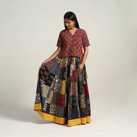 Multicolor - 24 kali patchwork cotton skirt 05 - handcrafted