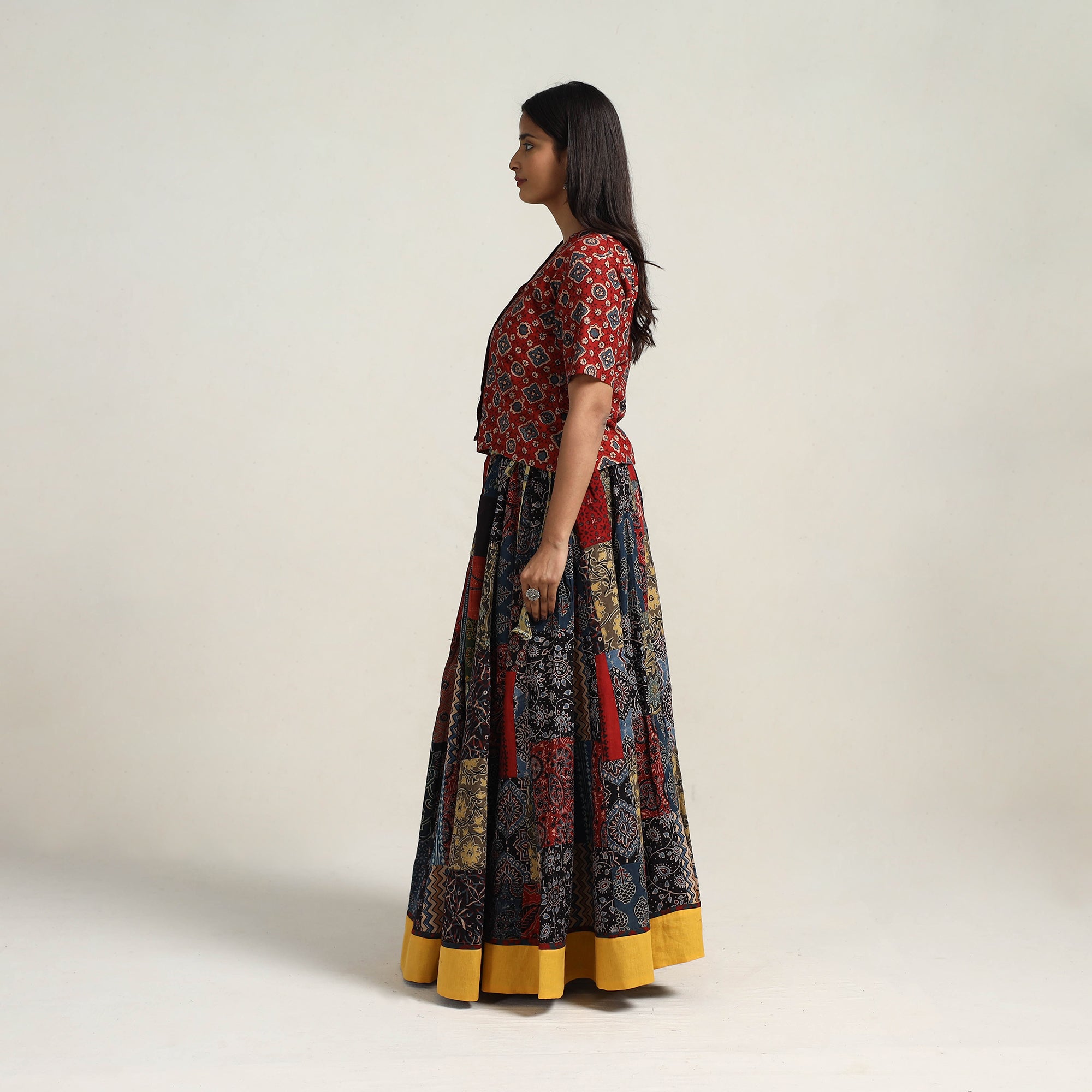 Multicolor - 24 kali patchwork cotton skirt 05 - handcrafted