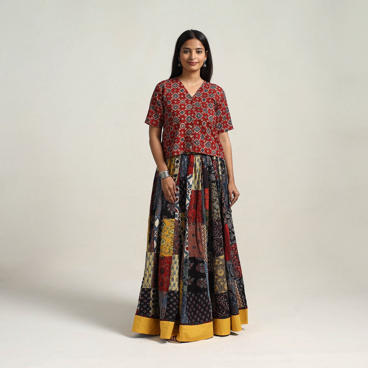 Multicolor - 24 kali patchwork cotton skirt 05 - handcrafted