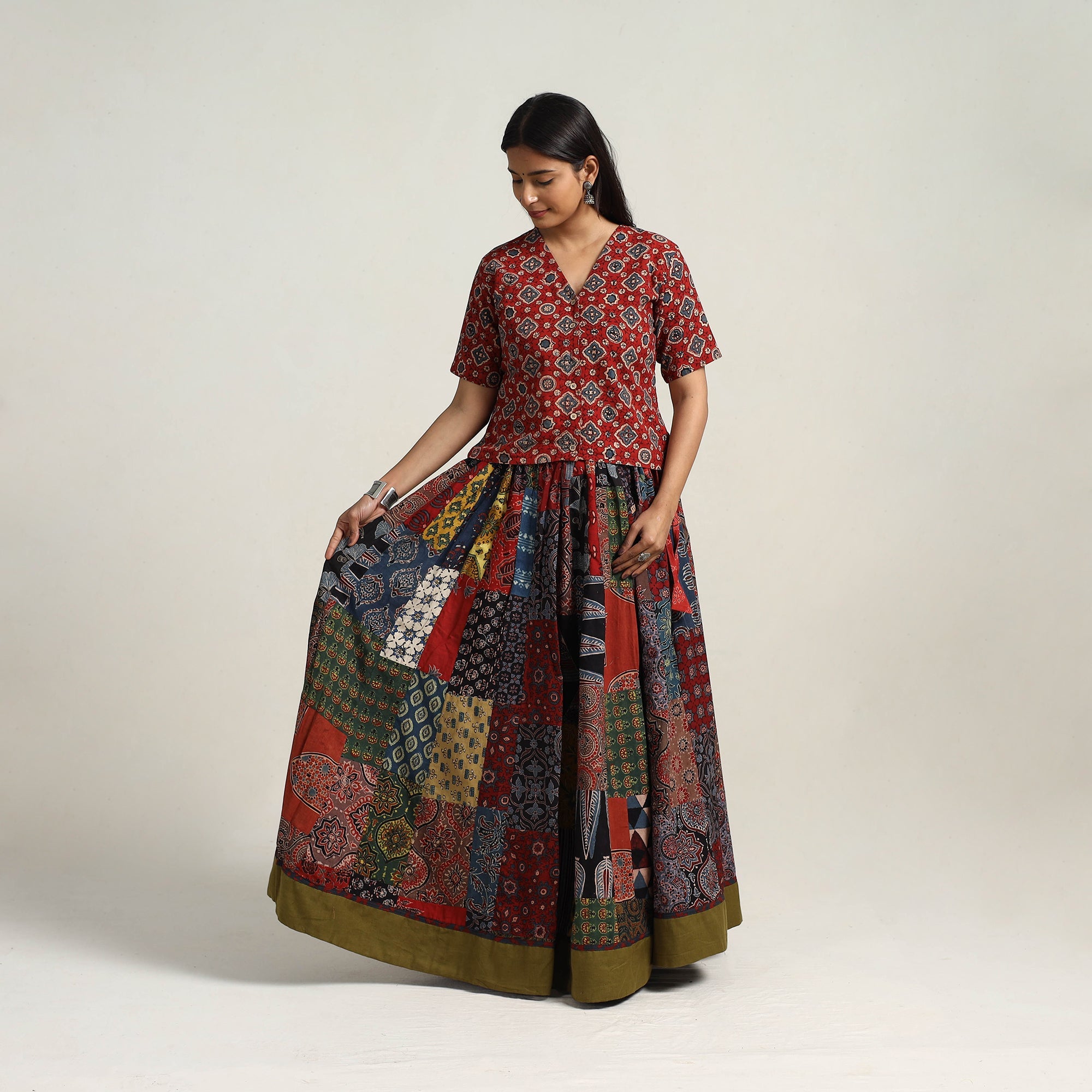 Multicolor - 24 kali patchwork cotton skirt 07 - handcrafted