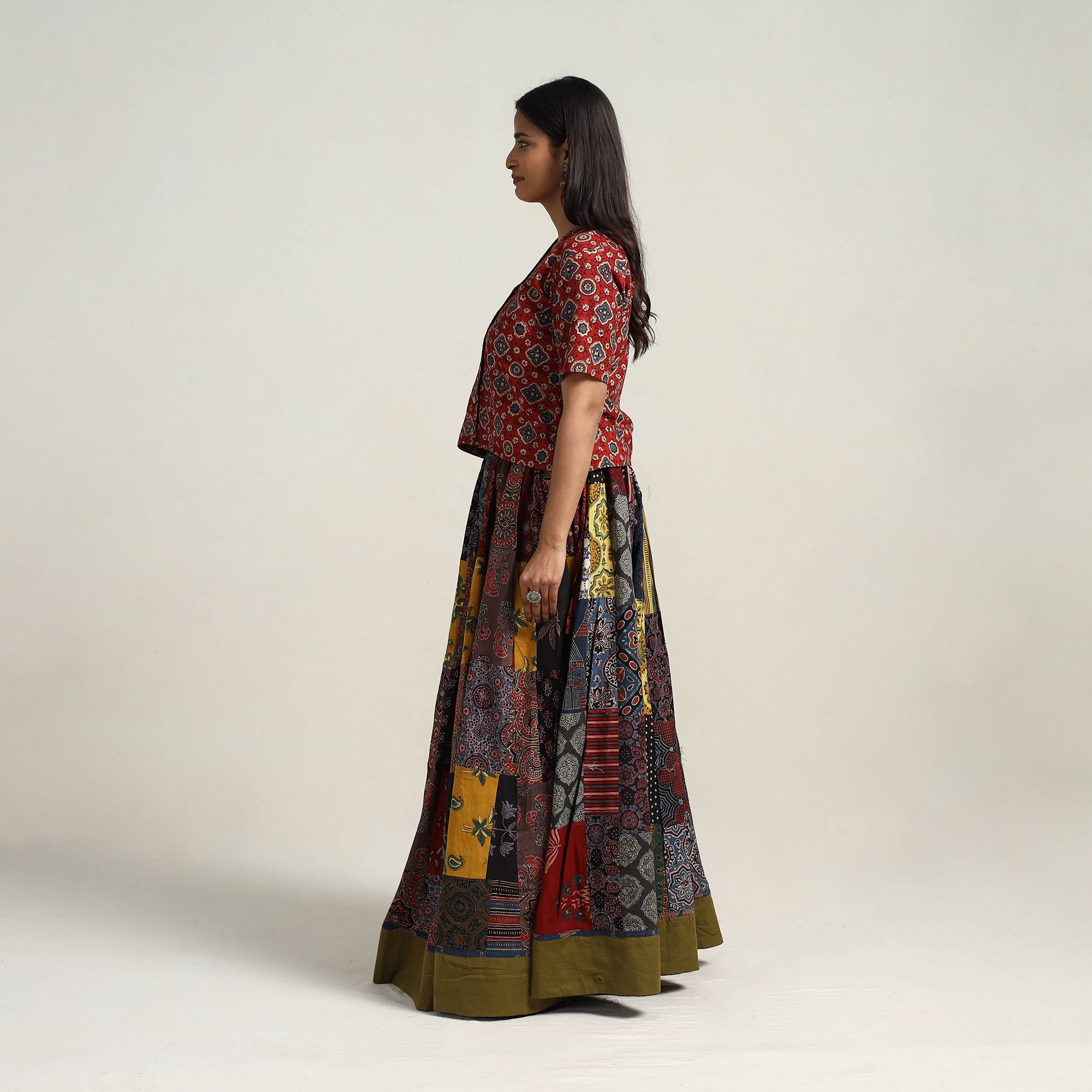 Multicolor - 24 kali patchwork cotton skirt 08 - handcrafted