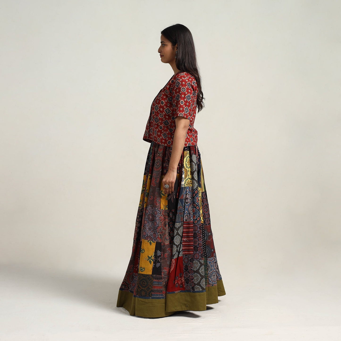 Multicolor - 24 kali patchwork cotton skirt 08 - handcrafted