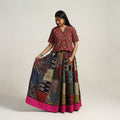24 Kali Multicolor Patchwork Block Print Cotton Ajrakh Skirt