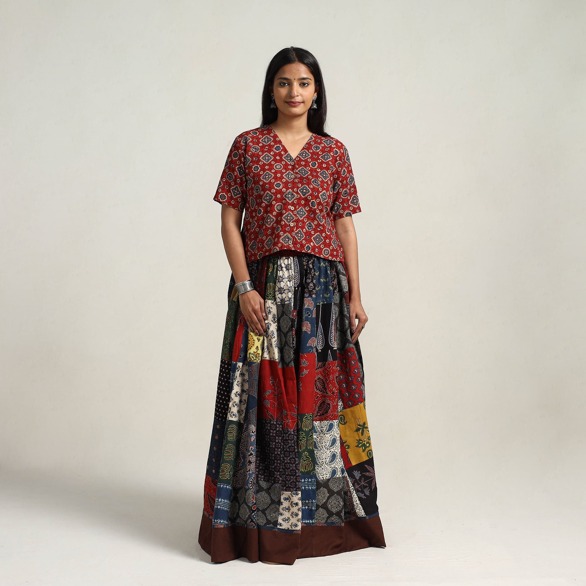 Multicolor - 24 kali patchwork cotton skirt 11 - handcrafted