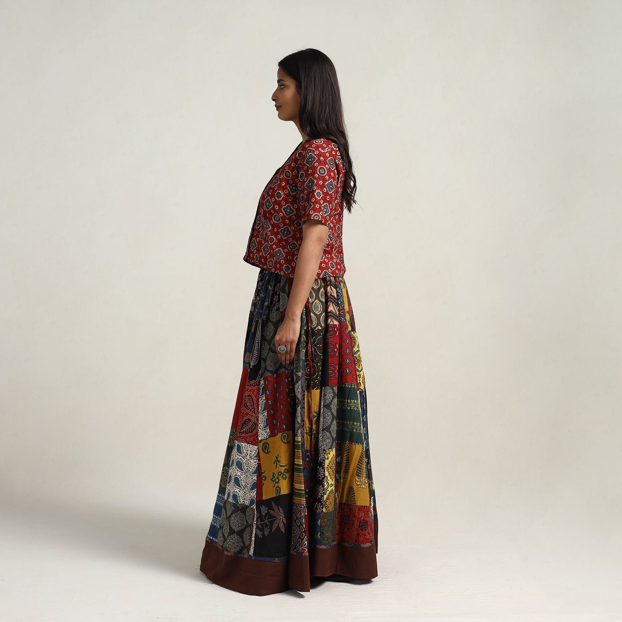 Multicolor - 24 kali patchwork cotton skirt 11 - handcrafted