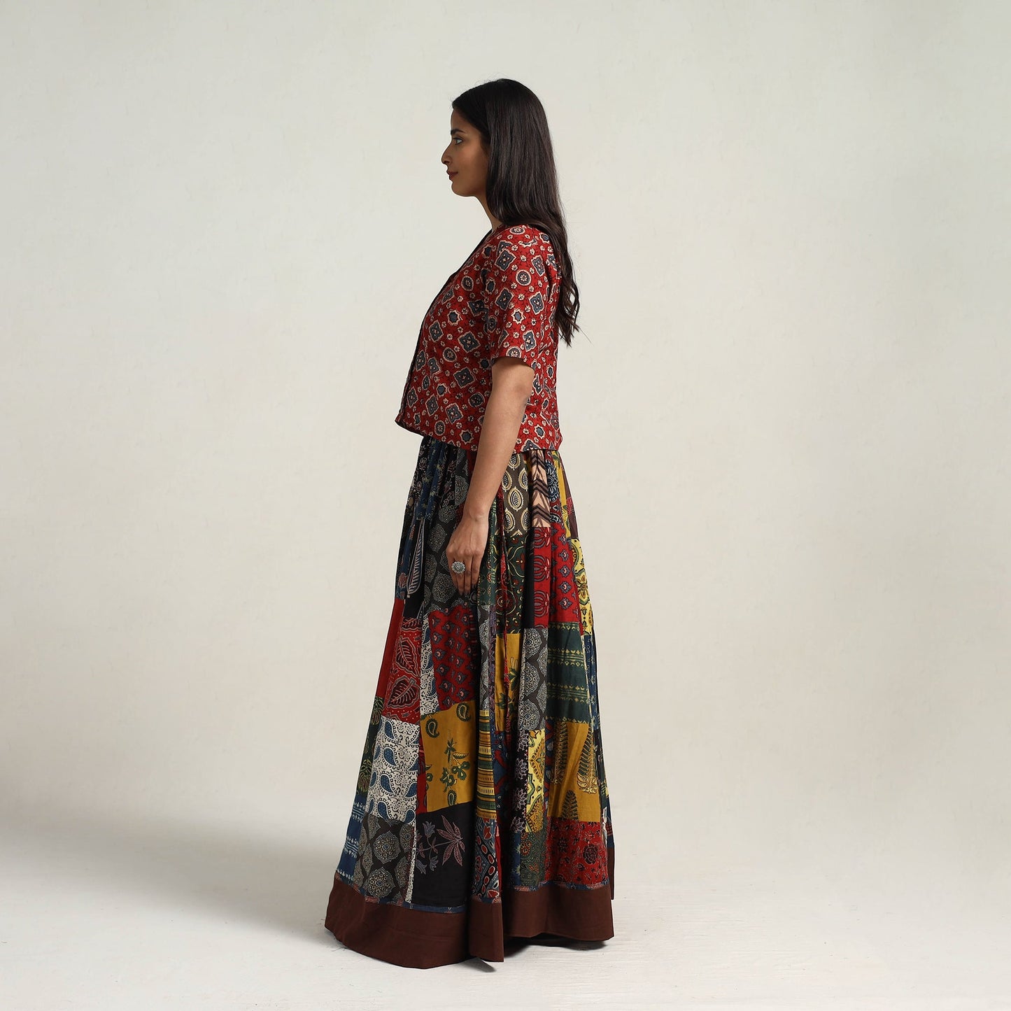 Multicolor - 24 kali patchwork cotton skirt 11 - handcrafted