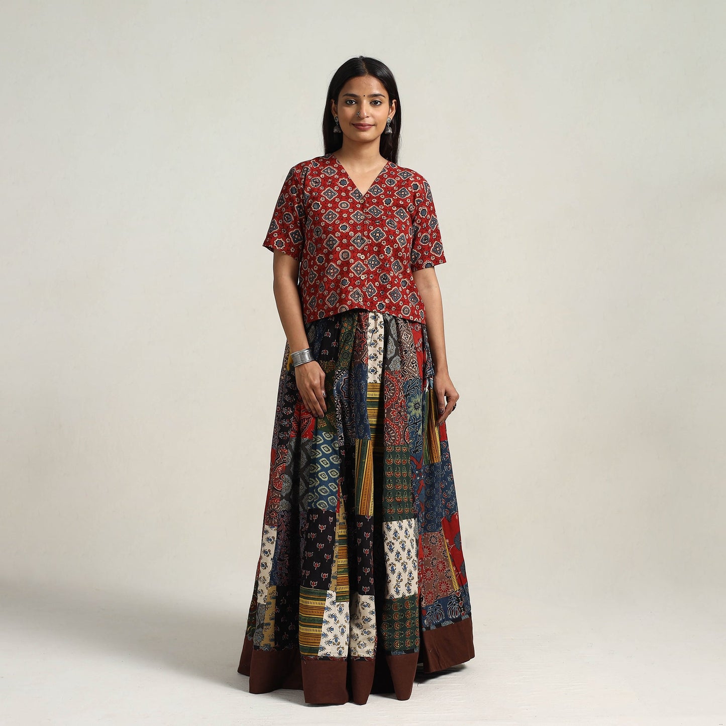 Multicolor - 24 kali patchwork cotton skirt 12 - handcrafted