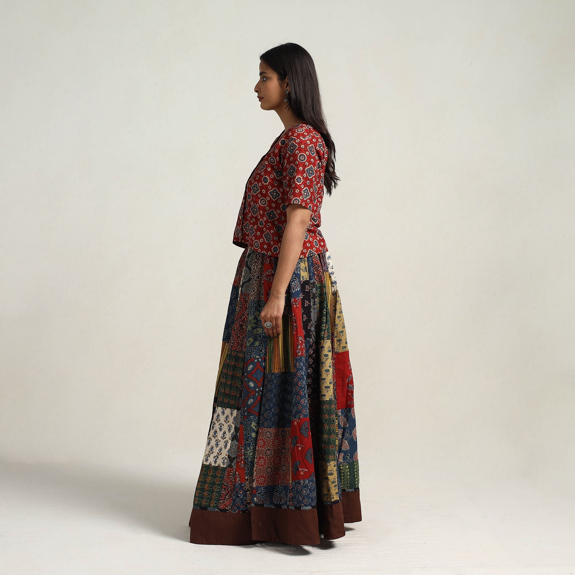 Multicolor - 24 kali patchwork cotton skirt 12 - handcrafted