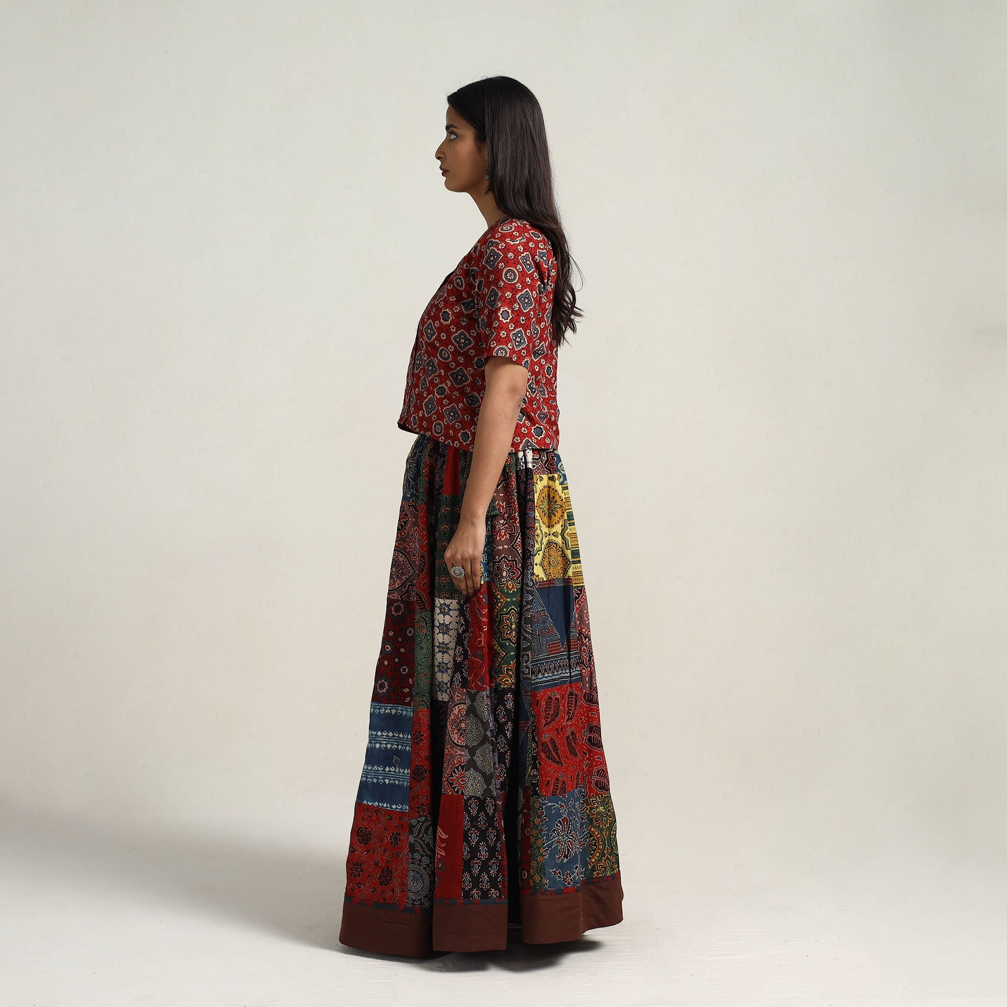 Multicolor - 24 kali patchwork cotton skirt 13 - handcrafted