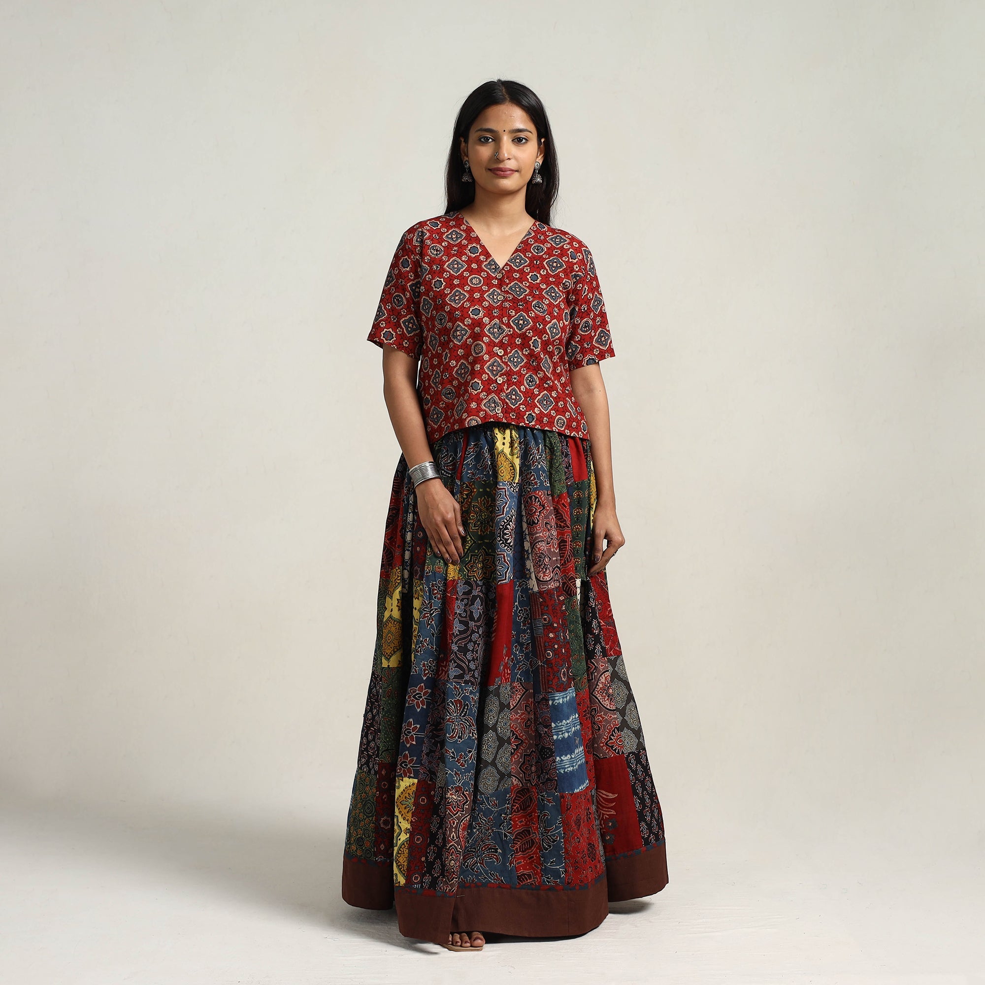 Multicolor - 24 kali patchwork cotton skirt 13 - handcrafted