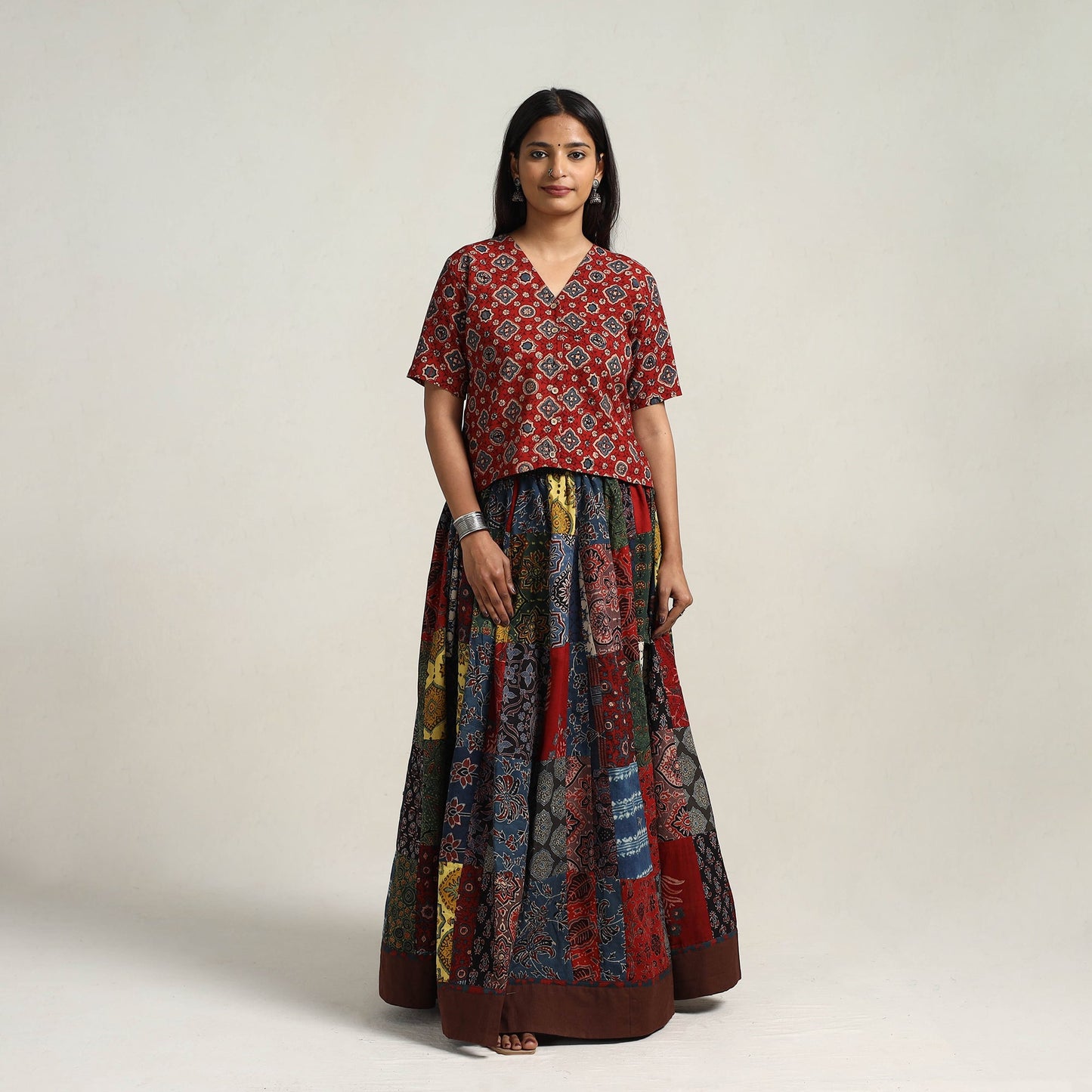 Multicolor - 24 kali patchwork cotton skirt 13 - handcrafted