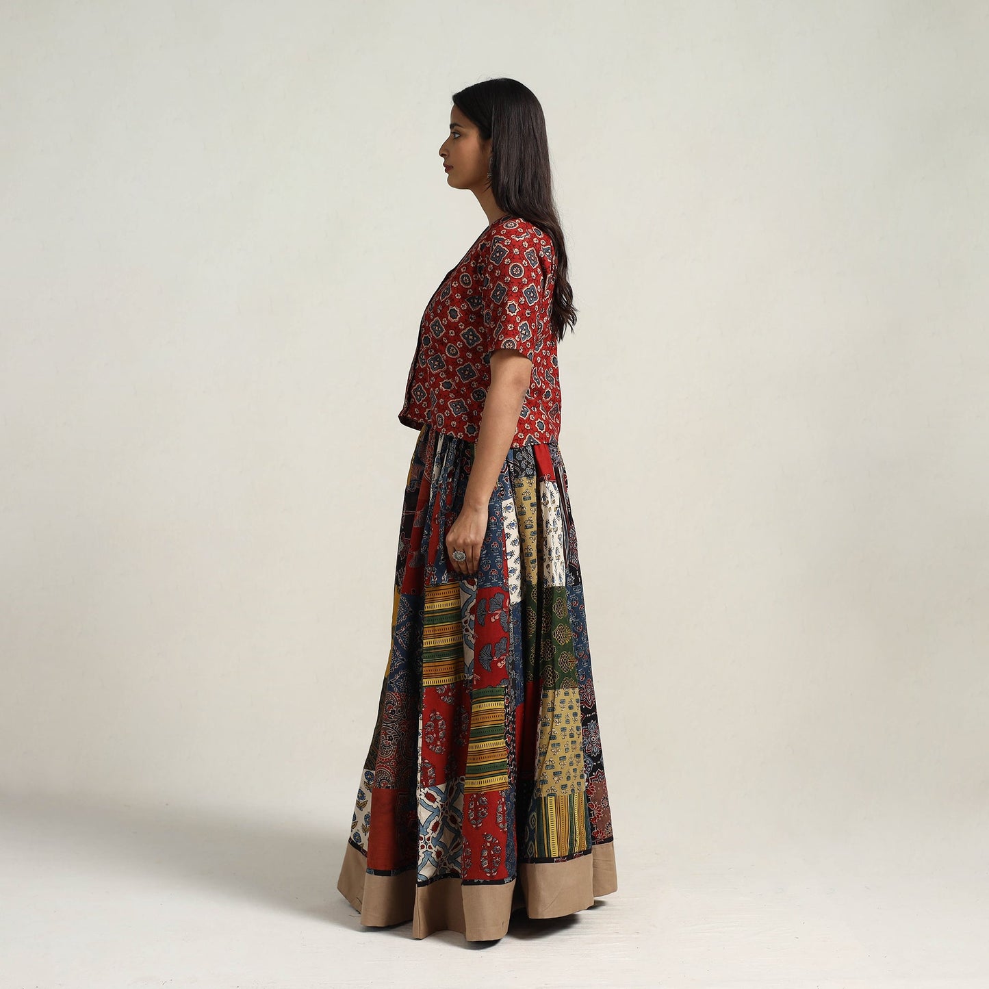 Multicolor - 24 kali patchwork cotton skirt 14 - handcrafted